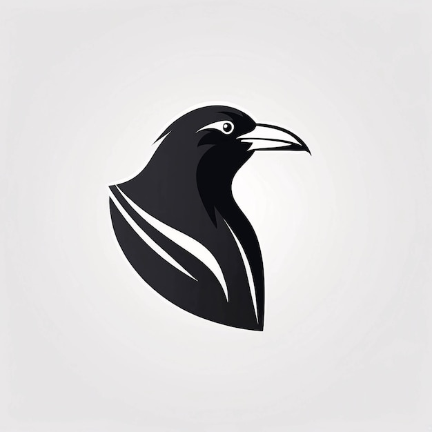 Minimalista elegante e simples Raven Crow Ilustração Logo Design Ideia