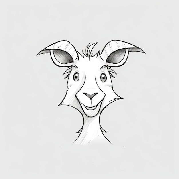 Foto minimalista goat cartoon doodle line art (arte de desenho animado de cabra)