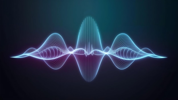 Minimalista hud forma de onda de audio abstracto brillo azul sonido de neón ondas de fondo audio forma de onda abstracta