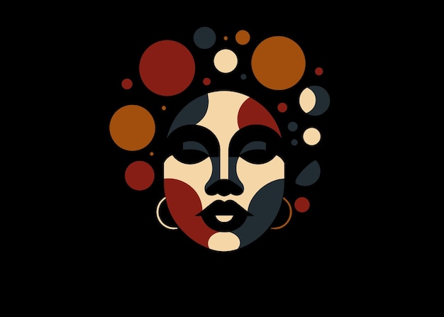 Minimalista Mes de la Historia Negra retrato abstracto de una celebra la belleza y la fuerza de una mujer