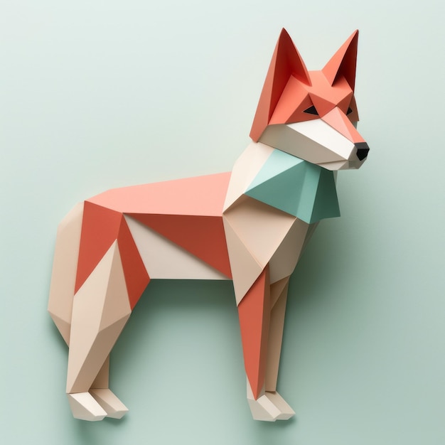 Foto minimalista origami fox diseño juguetón y curioso