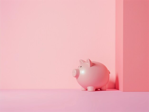 Minimalista Pink Piggy Bank en un fondo rosa monocromático para el concepto de ahorro