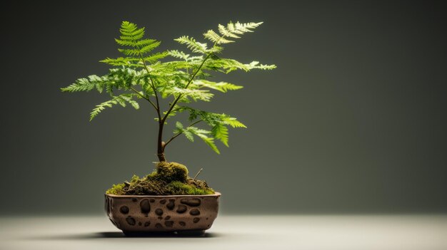 Minimalista robusto Fern Bonsai Árvore estilo japonês Paisagens inspiradas Papel de parede de mesa