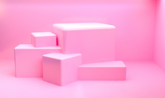 Minimalista rosa abstracta geométrica, 3D render.