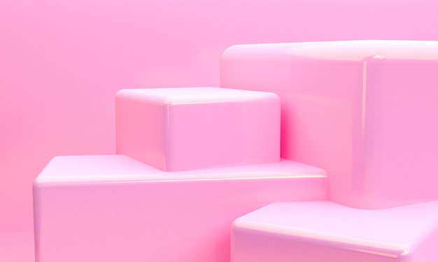 Minimalista rosa abstracta geométrica, 3D render.