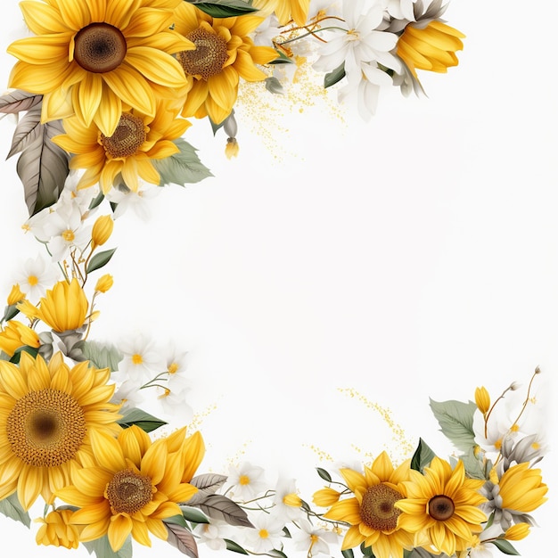 Minimalista Sunflower Art Paleta branca leve
