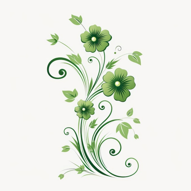 Minimalista Verde Floral Swirl Design Tatuagens clássicas com um toque moderno