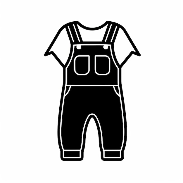 Minimalistic Black Kids Overall Icon Gráfico Contornos Diseños Audaces