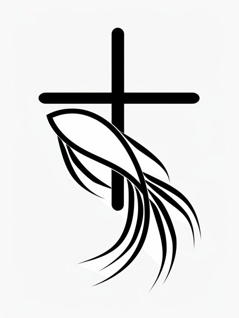 Foto minimalistisch handgezeichnetes christliches fischsymbol auf weißem hintergrund generative ki