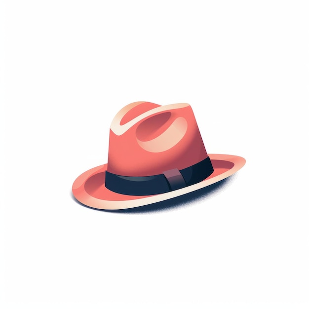 Minimalistische 2D-Illustration eines roten Hut auf weißem Hintergrund