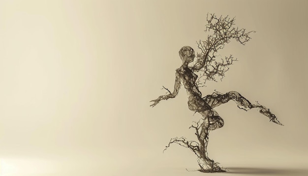 Minimalistische 3D-Kunst eines Baumes