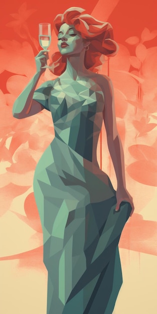 Minimalistische digitale Illustration von Dionysos im eleganten Kleid