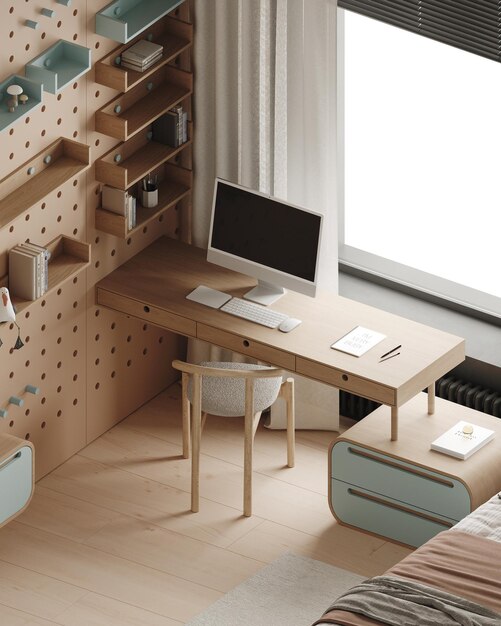 Minimalistische Einrichtung des Home Offices