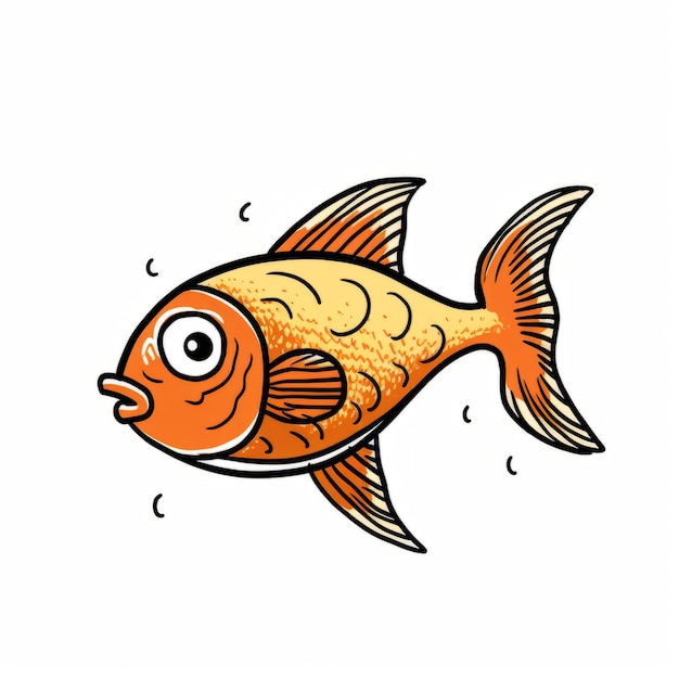 Minimalistische Fisch-Cartoon-Doodle-Linienkunst