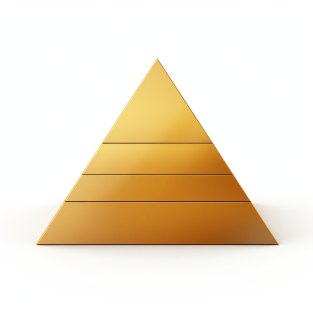 Minimalistische goldene Pyramide auf weißem Hintergrund