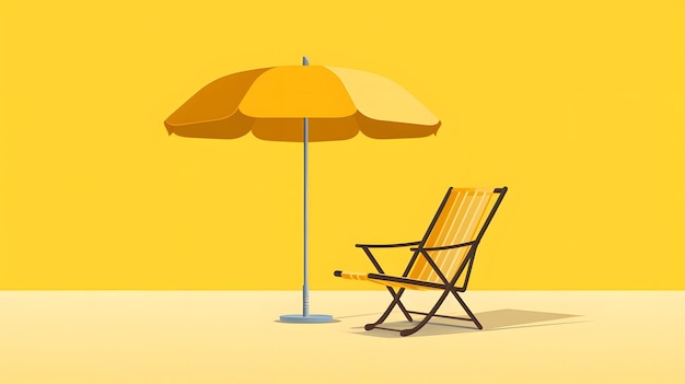 Minimalistische Grafik eines Strandkorbs und Sonnenschirms