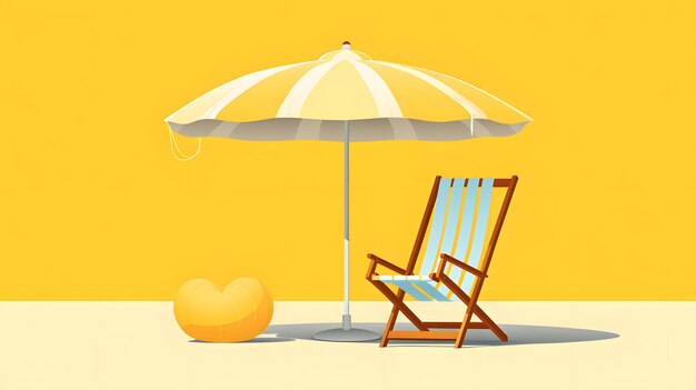 Minimalistische Grafik eines Strandkorbs und Sonnenschirms