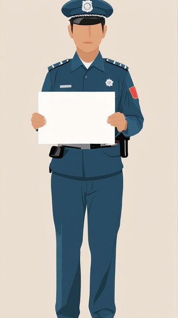 Minimalistische Illustration der Polizei mit einem leeren Papier