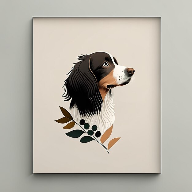 Minimalistische Illustration des Hundes mit weichen Farbelementen Generative KI