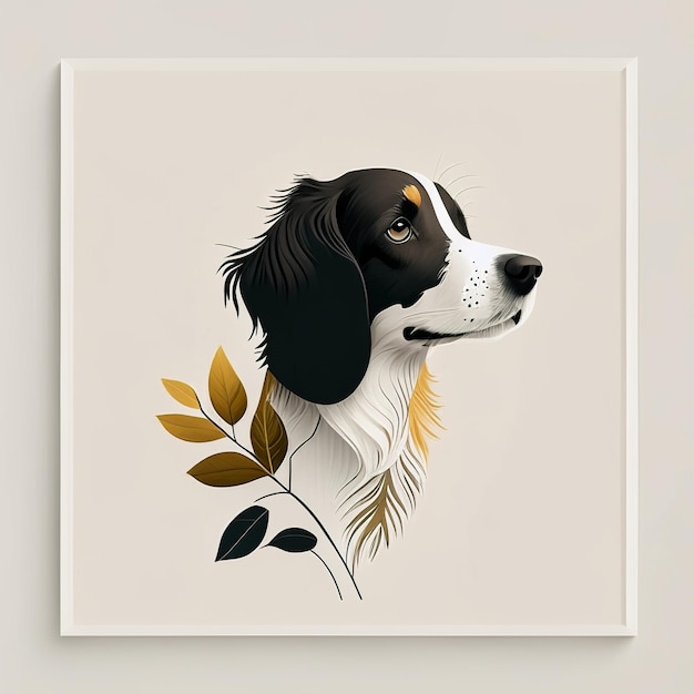 Minimalistische Illustration des Hundes mit weichen Farbelementen Generative KI