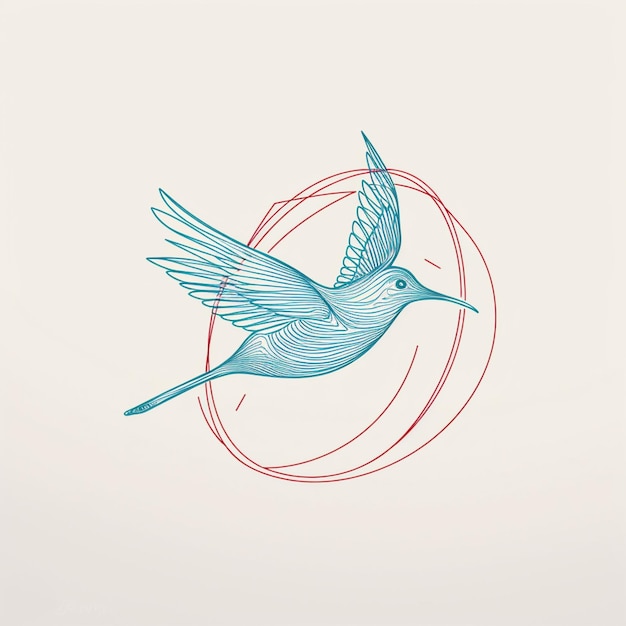 Foto minimalistische illustration eines hochfliegenden vogels