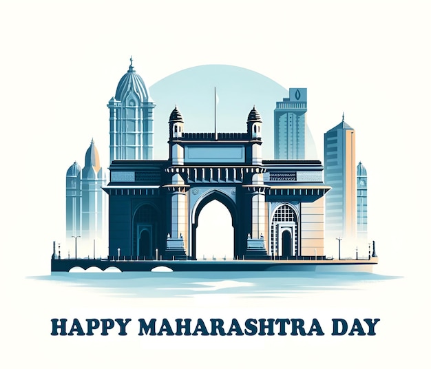 Foto minimalistische illustration für den maharashtra-tag mit dem gateway of india