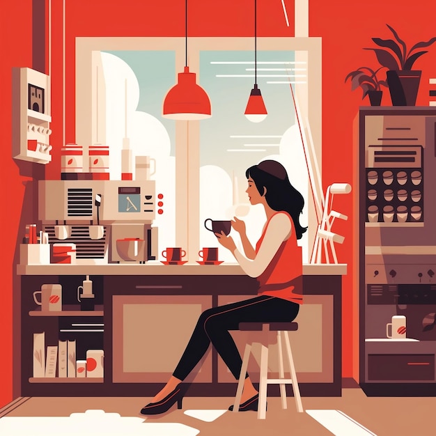 Minimalistische Illustrationen des Kaffeegetränks zum Internationalen Kaffeetag