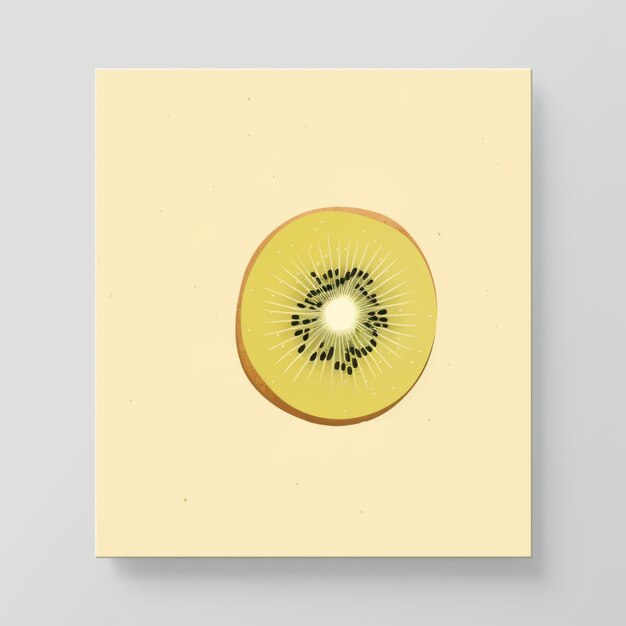 Foto minimalistische kiwi-frucht-illustration auf hellgelben hintergrund
