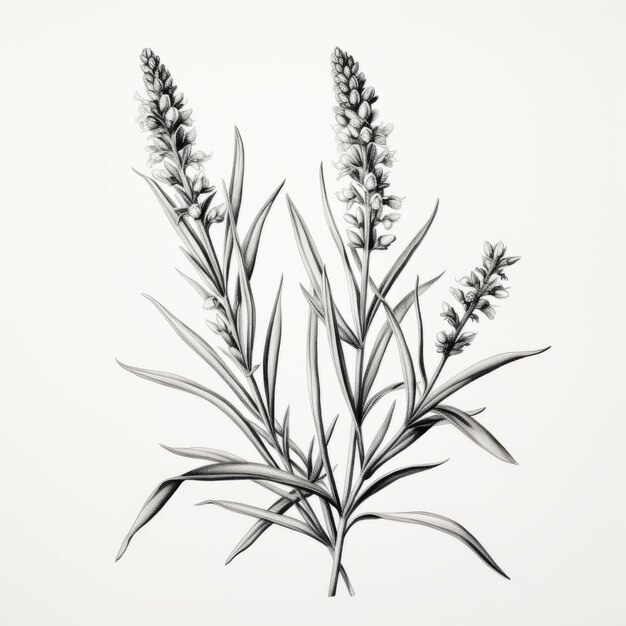 Foto minimalistische lavendel-illustration mit realistischer wiedergabe