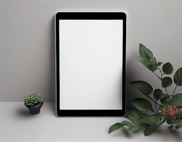 Minimalistische leere iPad-Tablet-Mockup-Szene, erstellt mit generativer KI