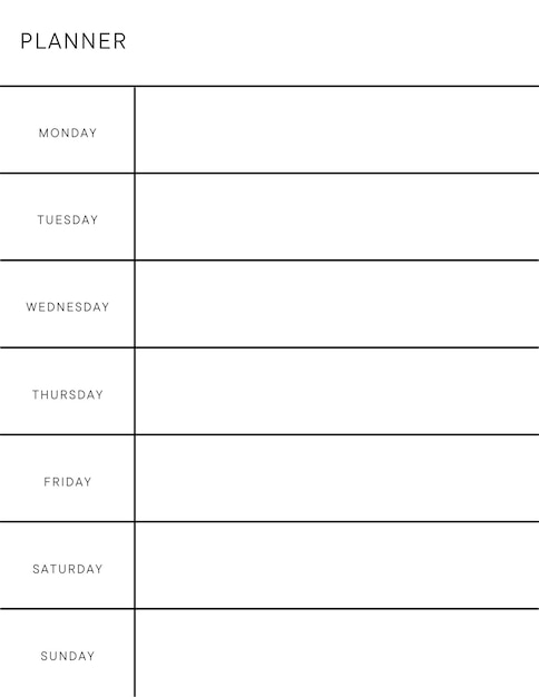 Minimalistische Notebook-Seiten für Notizen und Ziele Planer Seitenvorlage Modern Business Organisator Wochenplan-Seite
