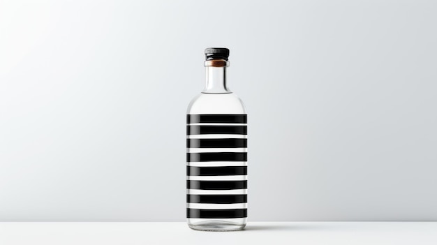 Minimalistische optische Illusion Alkoholflasche mit schwarz-weißem Streifen