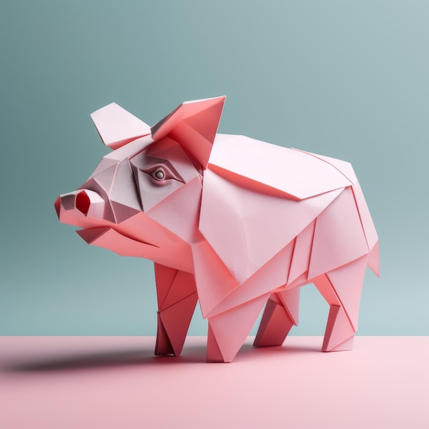Minimalistische Origami-Schwein-Komposition