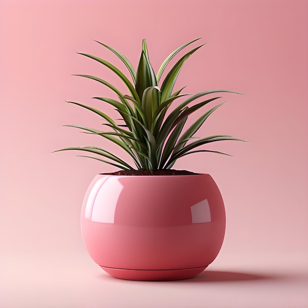 Foto minimalistische pflanze auf dem rosa topf
