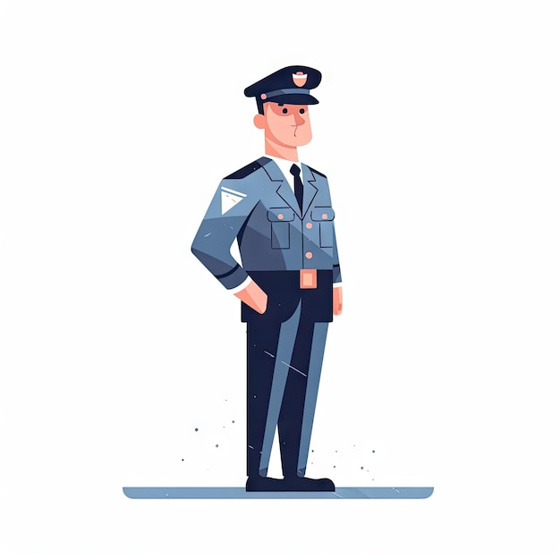 Minimalistische Polizist-Cartoon-Illustration auf weißem Hintergrund