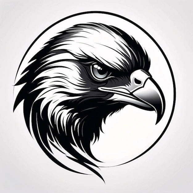 Minimalistische schlanke und einfache Falkenkopf-Illustration Logo-Design-Idee