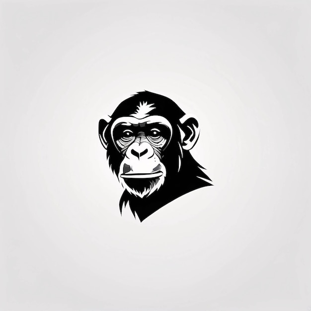 Foto minimalistische schlanke und einfache schwarz-weiße affen-schimpansen-logo-idee-illustration
