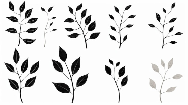 Minimalistische schwarz-weiße Zweige Svg-Vektor-Satz