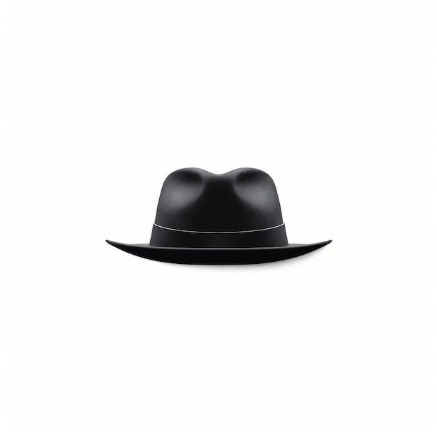 Minimalistische schwarze Fedora-Hut-Illustration auf weißem Hintergrund