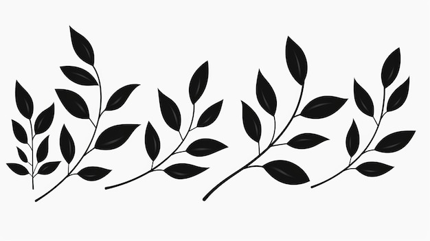 Minimalistische schwarze Zeichnung von Blättern und Reben