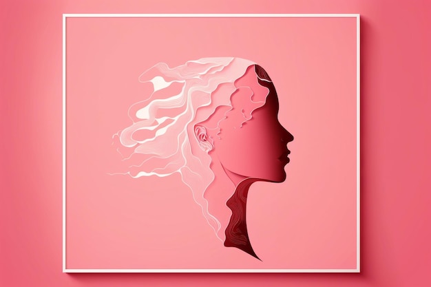 Minimalistische Silhouette des Frauengesichts Illustration für den Internationalen Frauentag KI-generativ