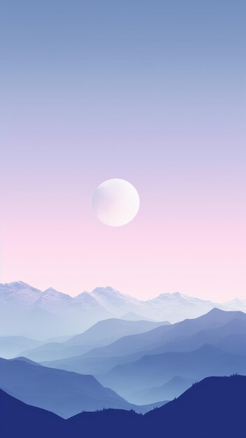 Minimalistische Silhouette von Bergen auf ruhigem Hintergrund. Generative KI