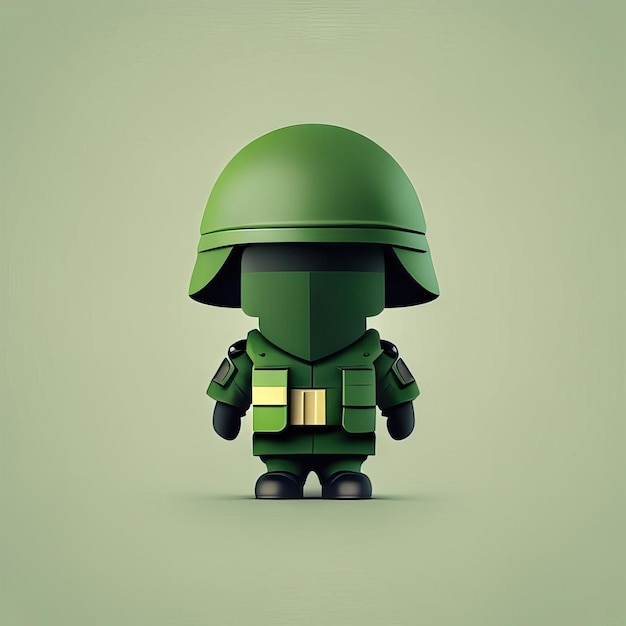Foto minimalistische soldatenmaskottchenillustration