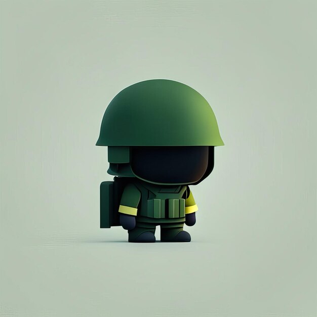 Foto minimalistische soldatenmaskottchenillustration