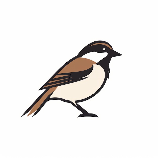 Minimalistische Sparrow-Ikonen Dunkelbraun und Lichtbeige Vogel-Illustration