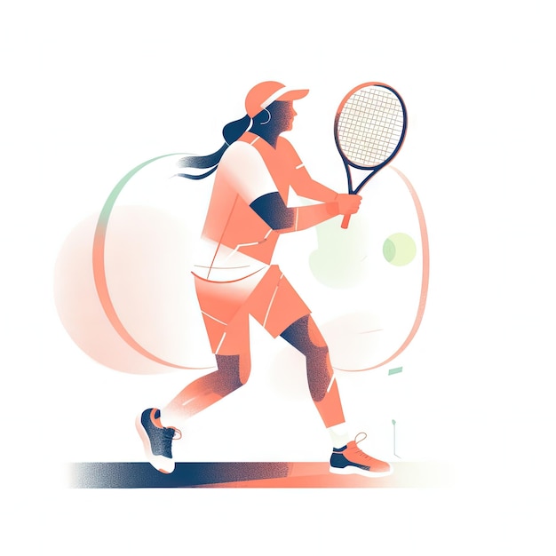 Minimalistische Tennisspieler-Illustration auf weißem Hintergrund