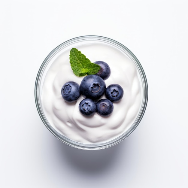 Foto minimalistische top-ansicht eines isolierten blueberry parfait