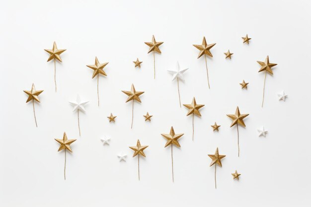 Foto minimalistische top-ansicht eines isolierten glittering star tree toppers neben dem randhintergrund