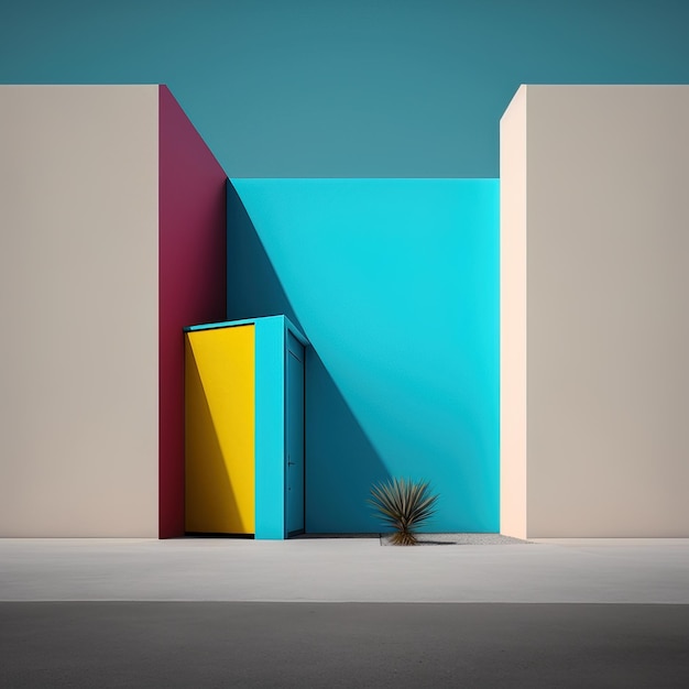 minimalistische und farbenfrohe Innenarchitektur visuelles Spiel Generative KI