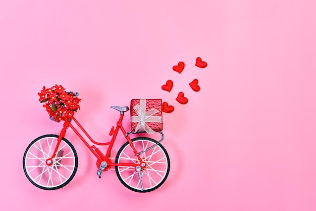 Minimalistische Valentinstagskarte, Fahrrad mit Blumen